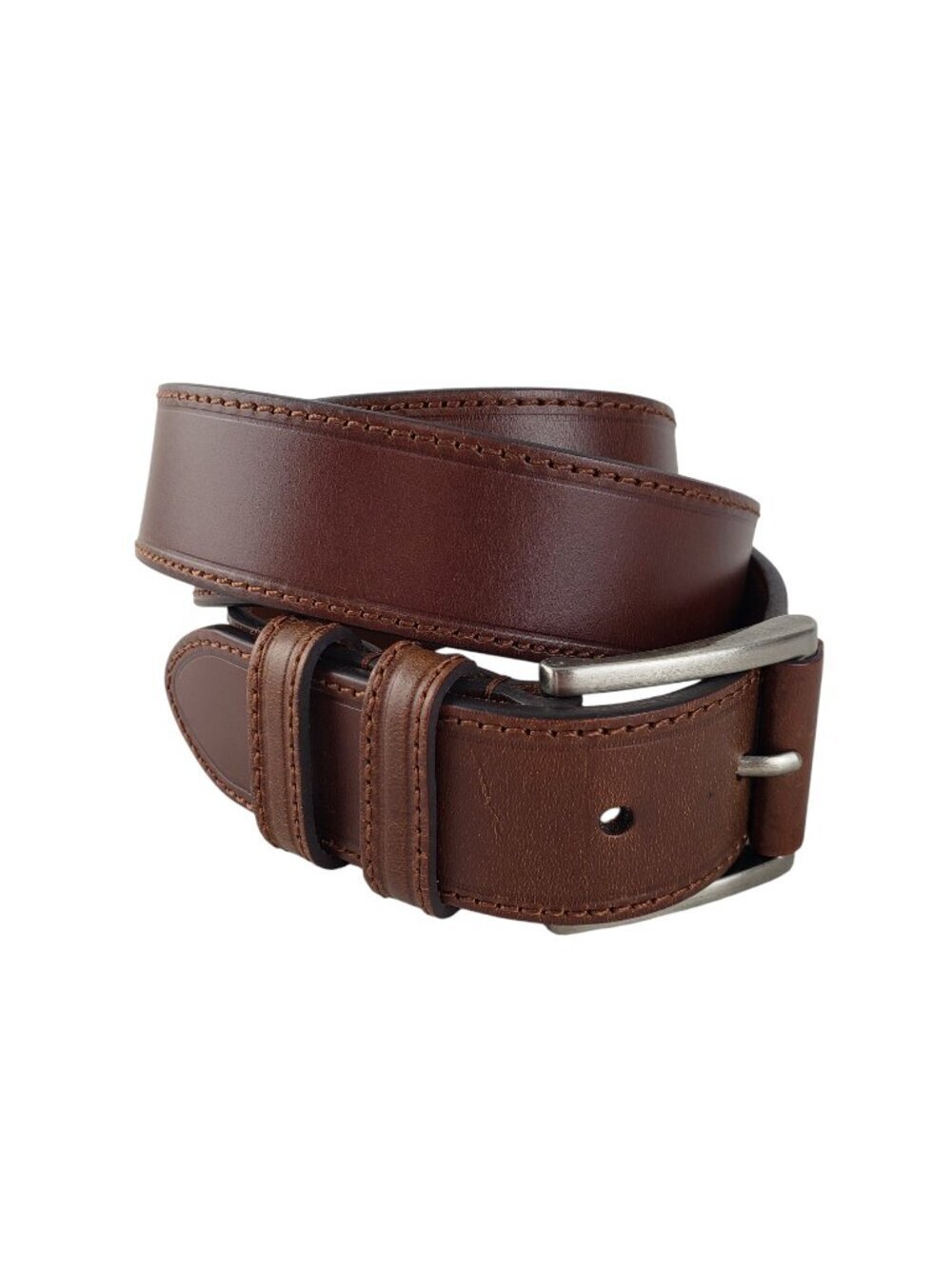 Jos A Bank Brown Leather Belt Square Leather Wrapped Buckle Mens 36